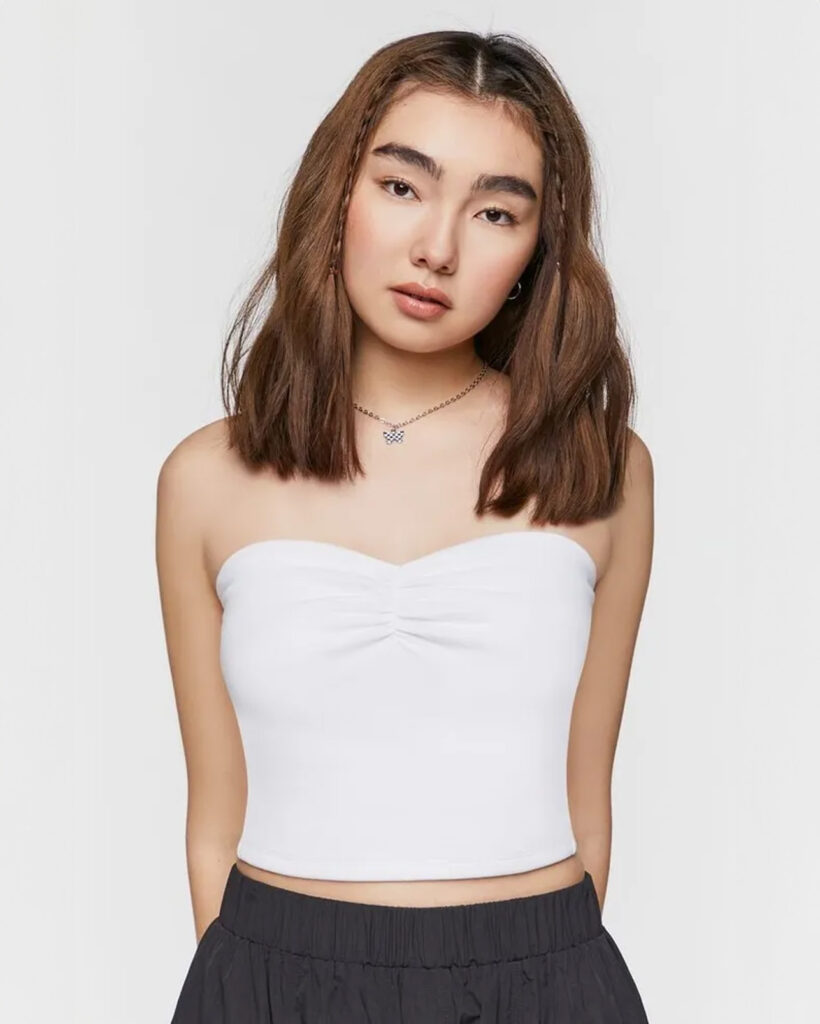 Forever 21: Ruched Tube Top, White